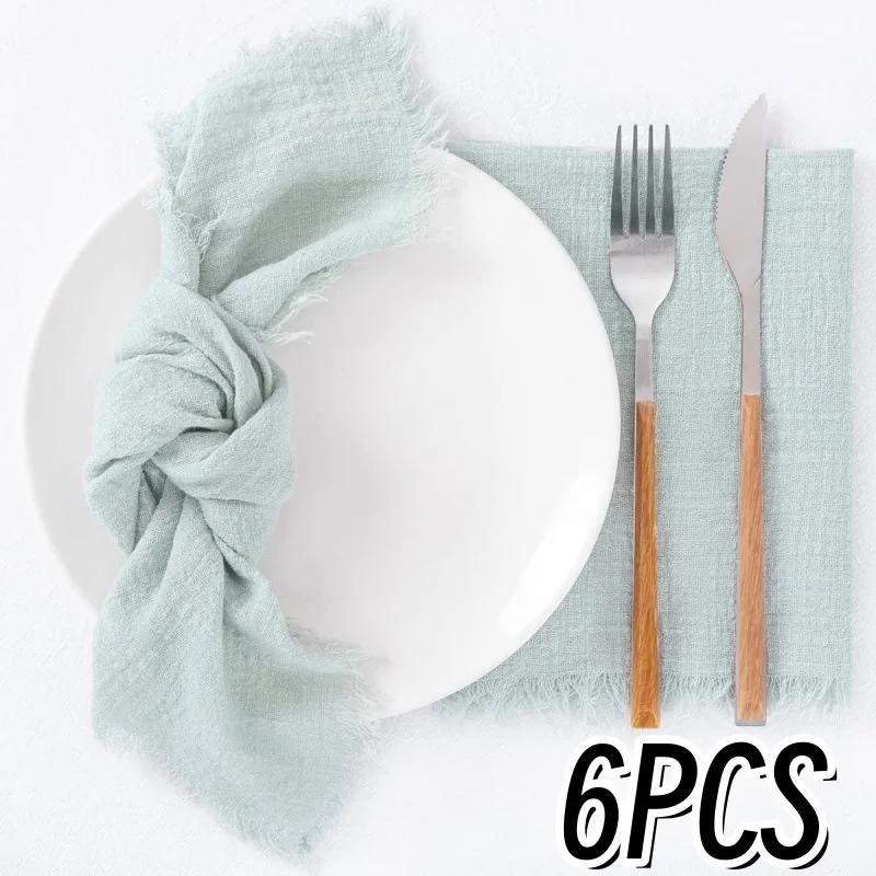 48PCS Napkins 30x30cm Cotton Cloth Gauze Retro Burr Rustic Towel Dining Place Mats Wedding Party Linen Fabric Table Decoration