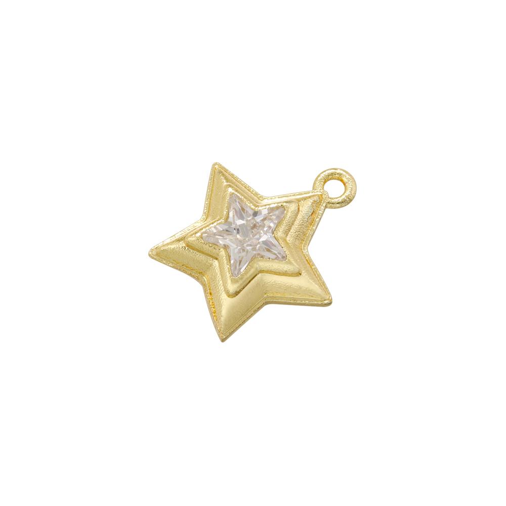 ZHUKOU For DIY Bracelet Necklace Brass Golden-plated Metal With CZ Zirconia Pendant Jewellery Handmade Accessories:VD1672-81