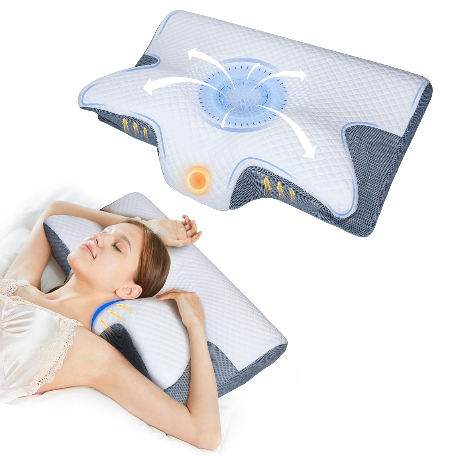 

LumiGloW Memory Foam Pillow, Relieves Neck Pain, Relieves Shoulder Pain, Relieves Straight Neck, and More Restful Sleep with a Hollow Concave 3D