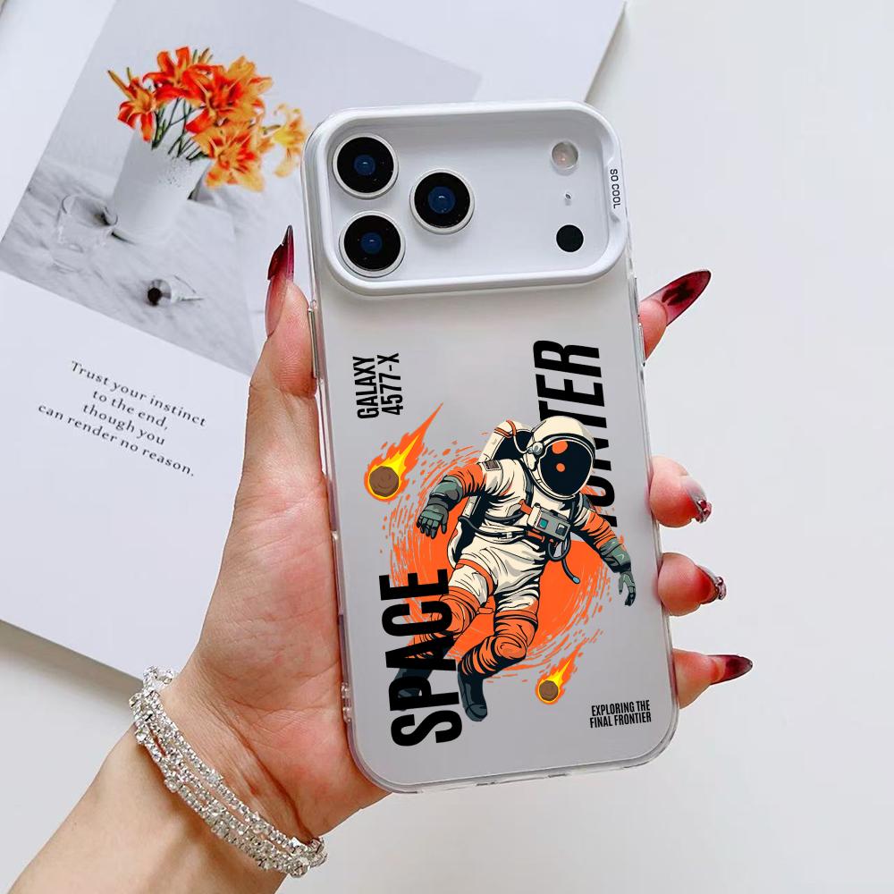 Cool Astronaut Cartoon Phone Case For iPhone 17 16 15 14 13 12 11 Pro Max Air Matte Laser Aurora Shockproof Funda