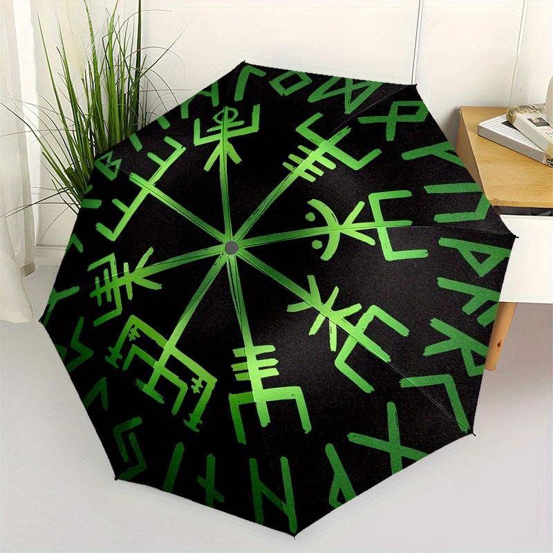 Viking Vegvisir Compass Norse Runes Symbol Tapestry Wall HangingUmbrella, Portable 3-Fold Compact Umbrella for Men & Women ES25