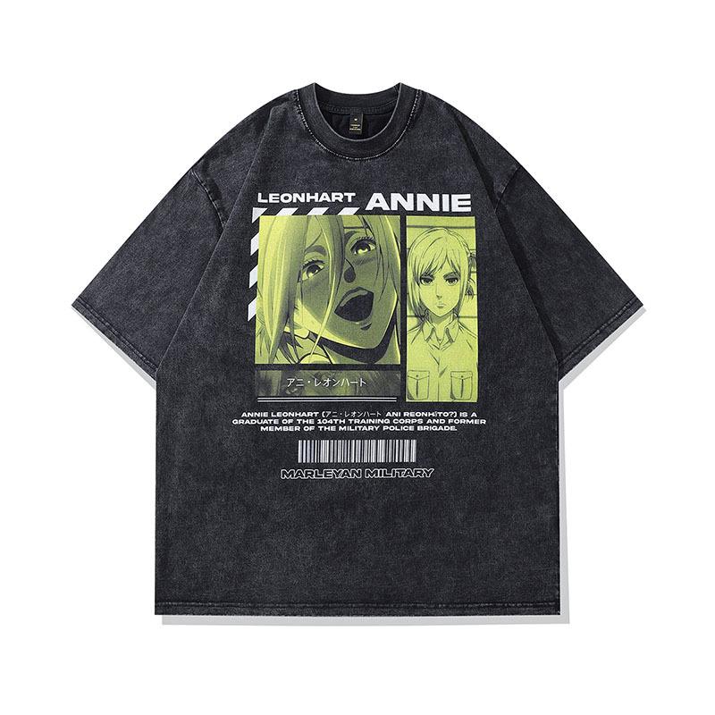 Harajuku Retro Animation Print Old Short-Sleeved T-Shirt Men And Women Street Hip-Hop Versatile Couple Half-Sleeved Tee Shirt