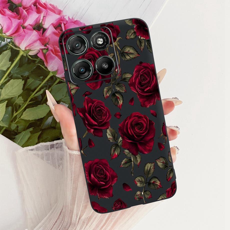 Etui do Motorola Moto G17 Power G15 Power MotoG15 Miękki Czarny Silikonowy Pokrowiec Malowanie Kwiatowe Motyl Smok Kot Funda