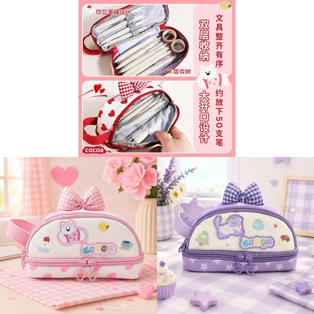 Girl Heart Handheld Pencil Case Large Capacity Portable Stationery Bag For School And Office Use