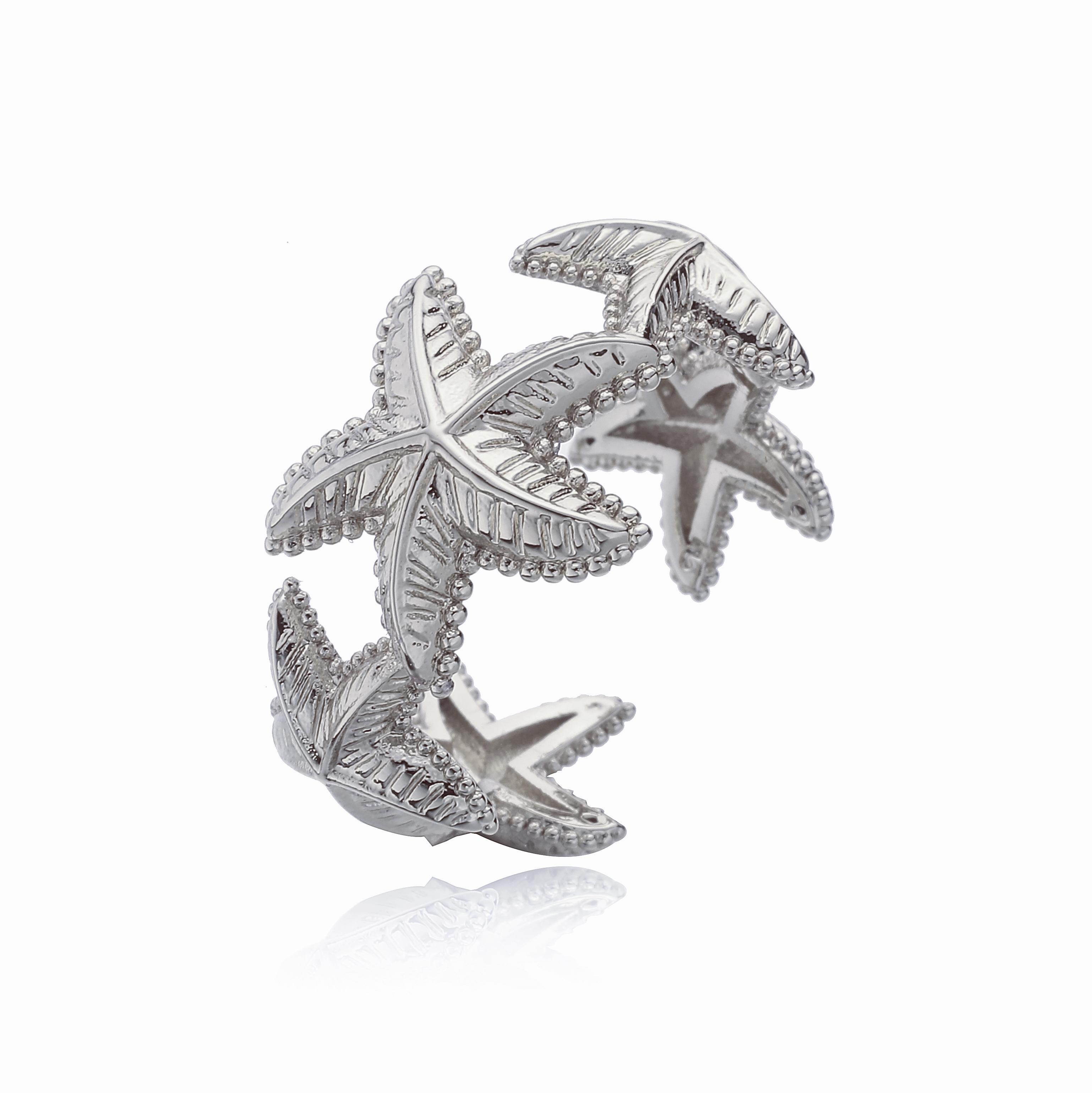 

HECHENG, Vintage Metallic Opening Adjustable Starfish Shell Ring Ladies Vintage Ocean Beach Jewellery 1 Piece resizable