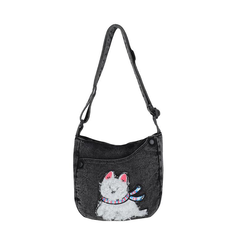 

Women s Large Capacity Shoulder Bag Crossbody Denim Bag чорний