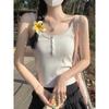 French solid color simple pure lust lace sleeveless top elastic slimming off-shoulder summer women's small suspender belt