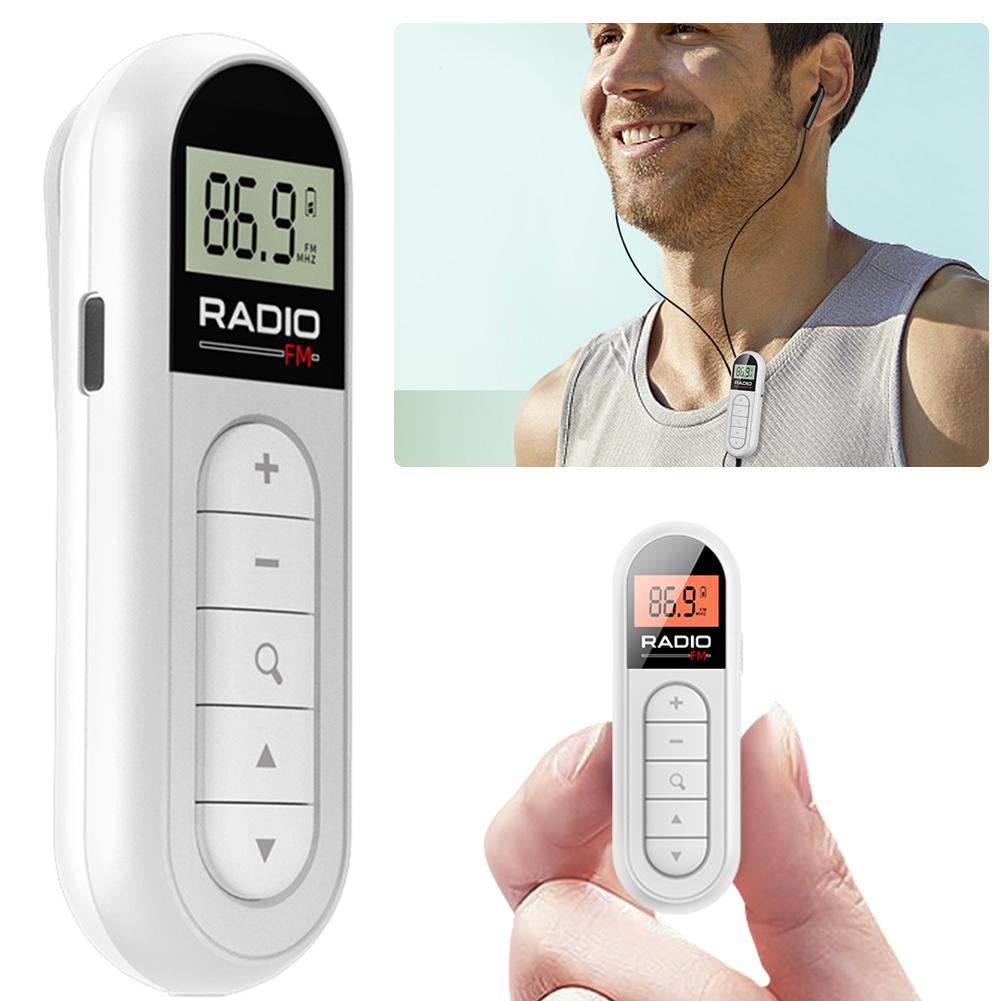 

FM Radio Mini Pocket Clip Radio with 3.5mm Headphones Backlight LCD Display Portable Radio Type-c Charging for Walking Jogging China Mainland