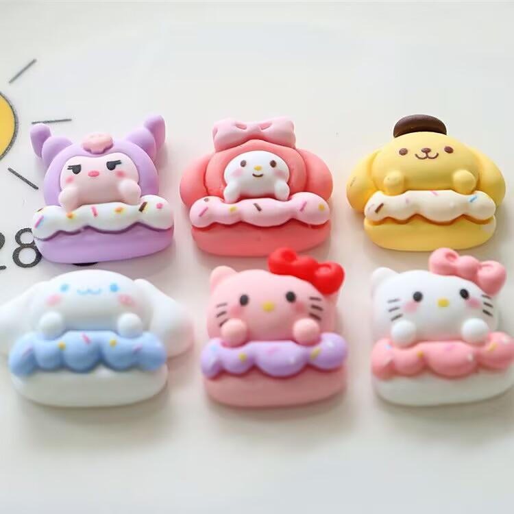 24/240PCS Cartoon cat dog donut resin accessories DIY cream glue phone case refrigerator sticker hair clip headband accessories