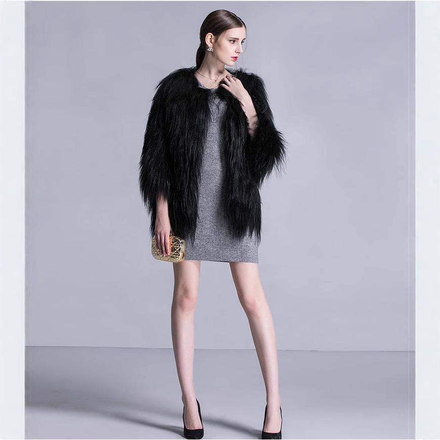 Women's medium and long coat, European and American fashion fur long hair coat European and American style