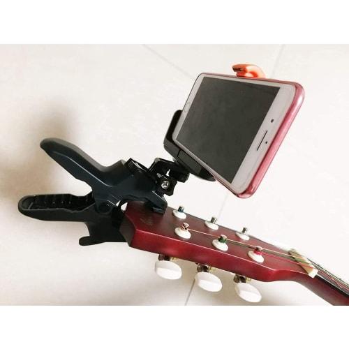 Multi-purpose - Guitar/Ukulele Phone Holder/Guitar Earphone/Cell Phone Clamp Phone Holder for Smartphones and Action Cameras