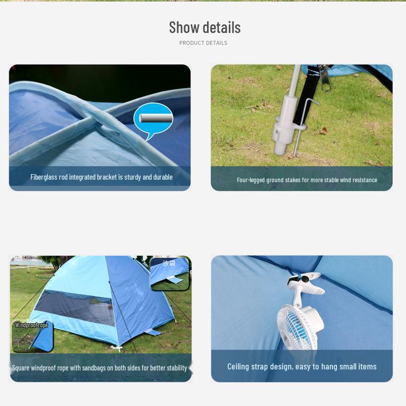 Automatic Quick-Open Beach Tent: Rainproof Sunshade for Camping & Picnics