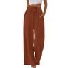 New summer casual women’s drawstring, loose-fitting, slimming, plain-coloured wide-leg trousers