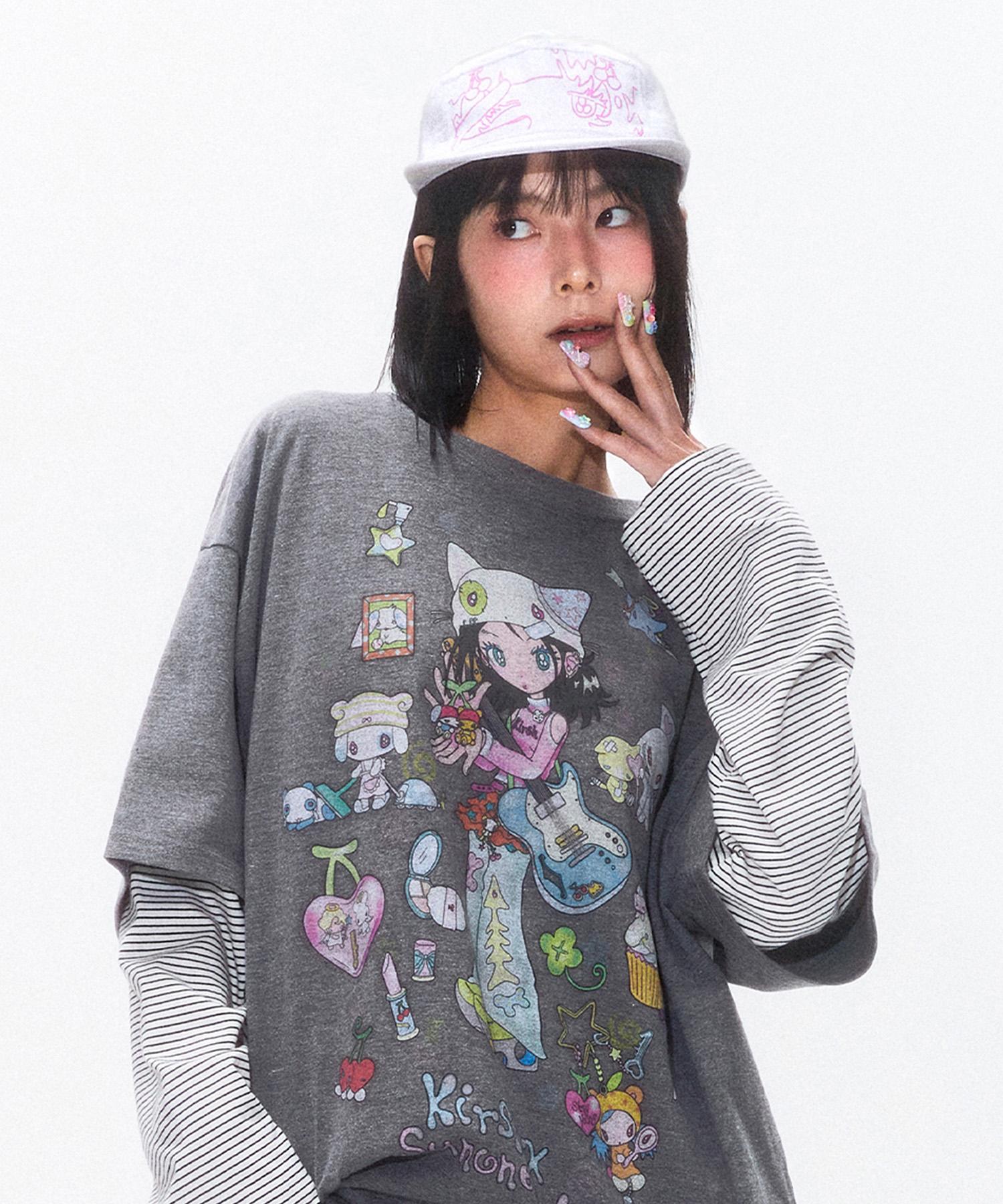 Kirsh X Sunonebird Big Oversized Graphic T-Shirt [Melange Gray] 1