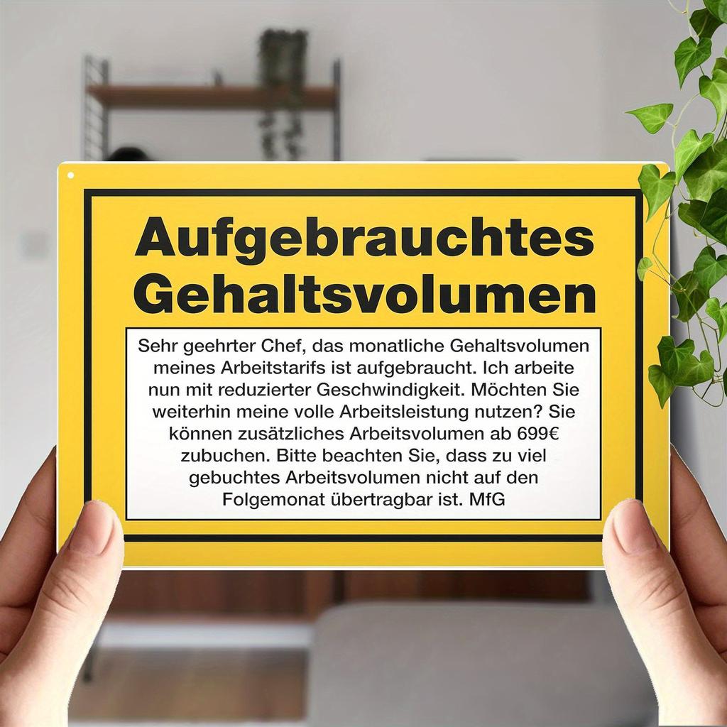 Putuo Decor pc Deutsche Lustige Sarkastische Zitate Vintage Metallblechschild BEI UNS IST IMMER WAS LOS Wandkunst Dekor für Zuhause Büro