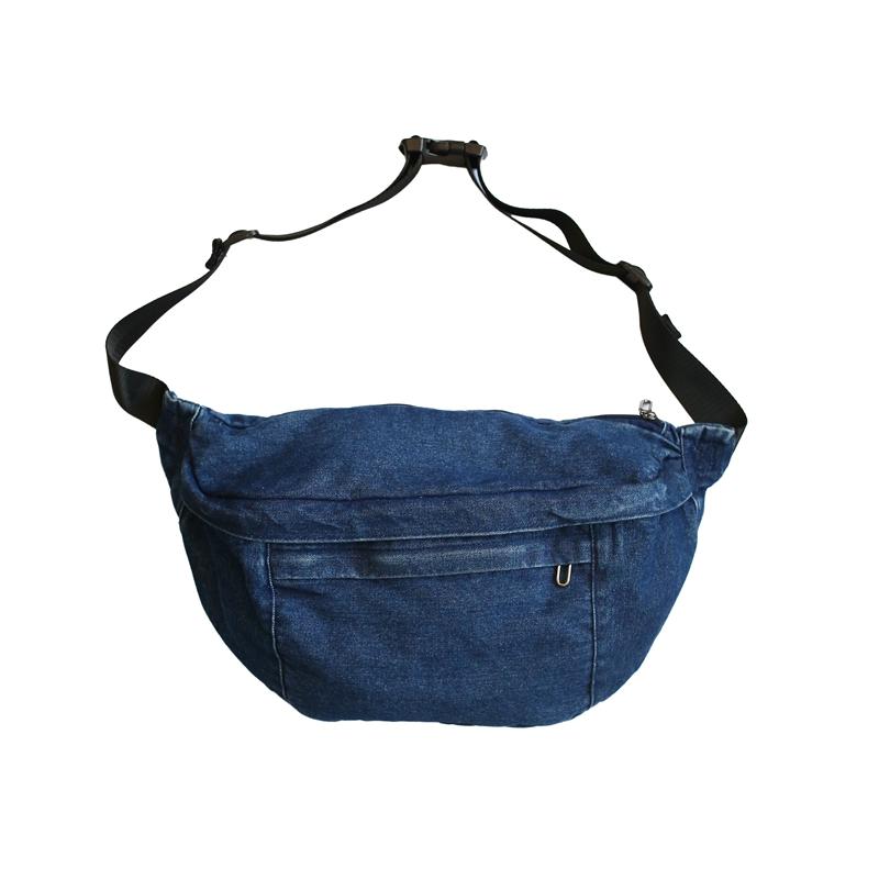 Student's Large Capacity Denim Chest Bag Women's Crossbody Bag Waist Bag