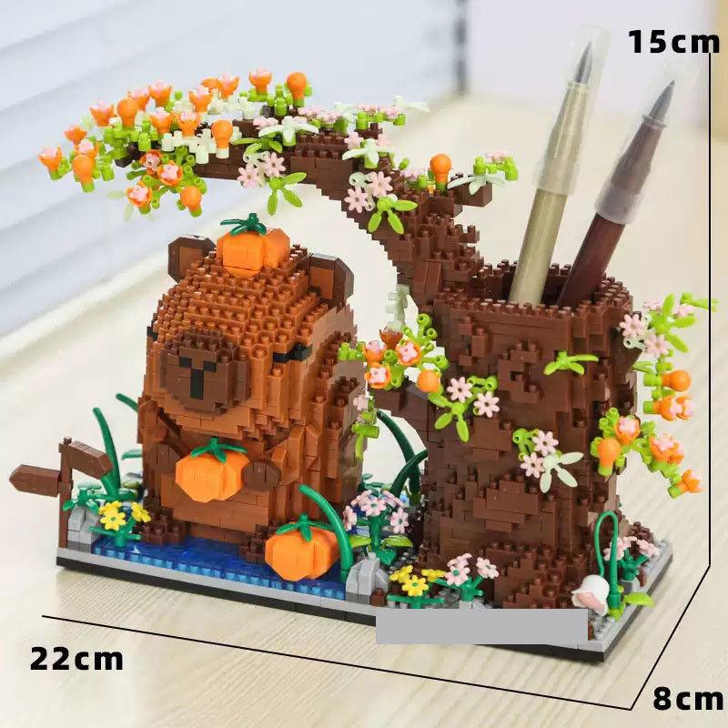 ABS Plastic Capybara Bara Micro-Particle Creative DIY Toy Pen Holder Assembly Building Blocks Valentines Day