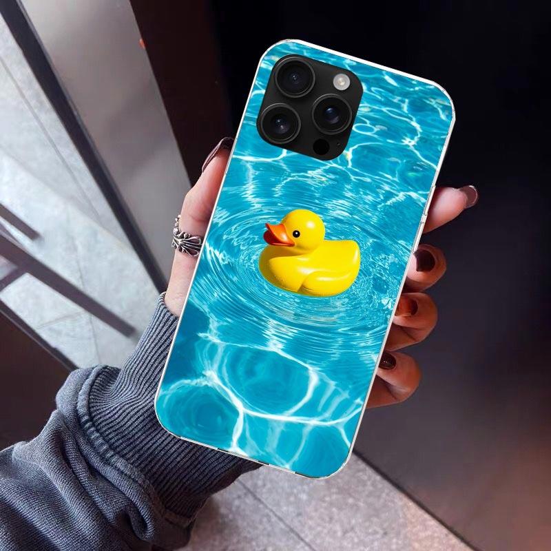 Rubber Ducks Swimming Pool Phone Case For iPhone 17 Air 16 15 Pro Max 14 Plus 13 Mini 12 11 Cover 7 8 SE Silicone Shell Print Fu