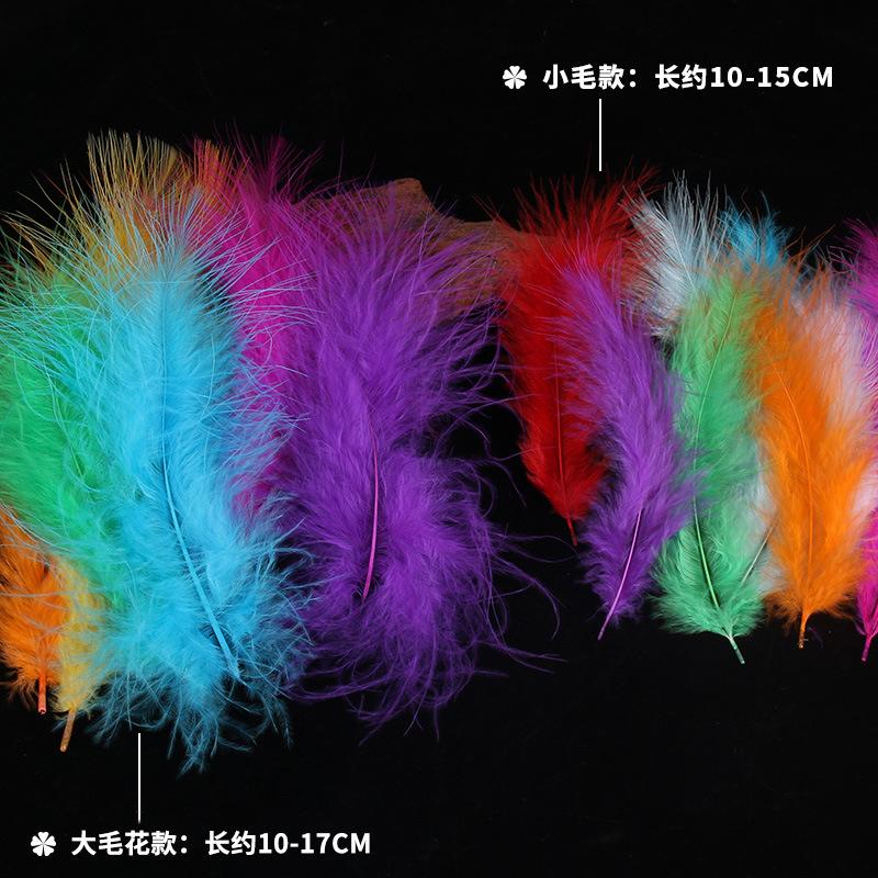 50Pcsdiy Color Feather Full Fleece Turkey Feather Clothing Antique Headdress Pet Toy Handicraft Decoration