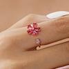 Korean CZ Sweet Crystal Zircon Heart Ring For Women Exquisite Shell Flower Opening Finger Rings Girls Princess Wedding Jewelry