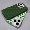 Mint Green Polka Dot Leather Texture Soft Case for iPhone 17 17E 16 15 14 13 12 11 Pro Max Minimalist Shockproof Cover
