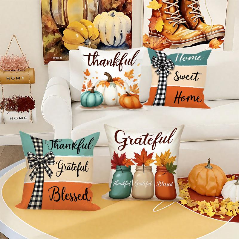 Thanksgiving Holiday Atmosphere Pillow Print Holiday Atmosphere Decoration Living Room Home Pillow Cushion Cover