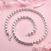 925 Sterling Silver Wedding Jewelry 16-30 Inch 8mm Fashion Bead Necklace