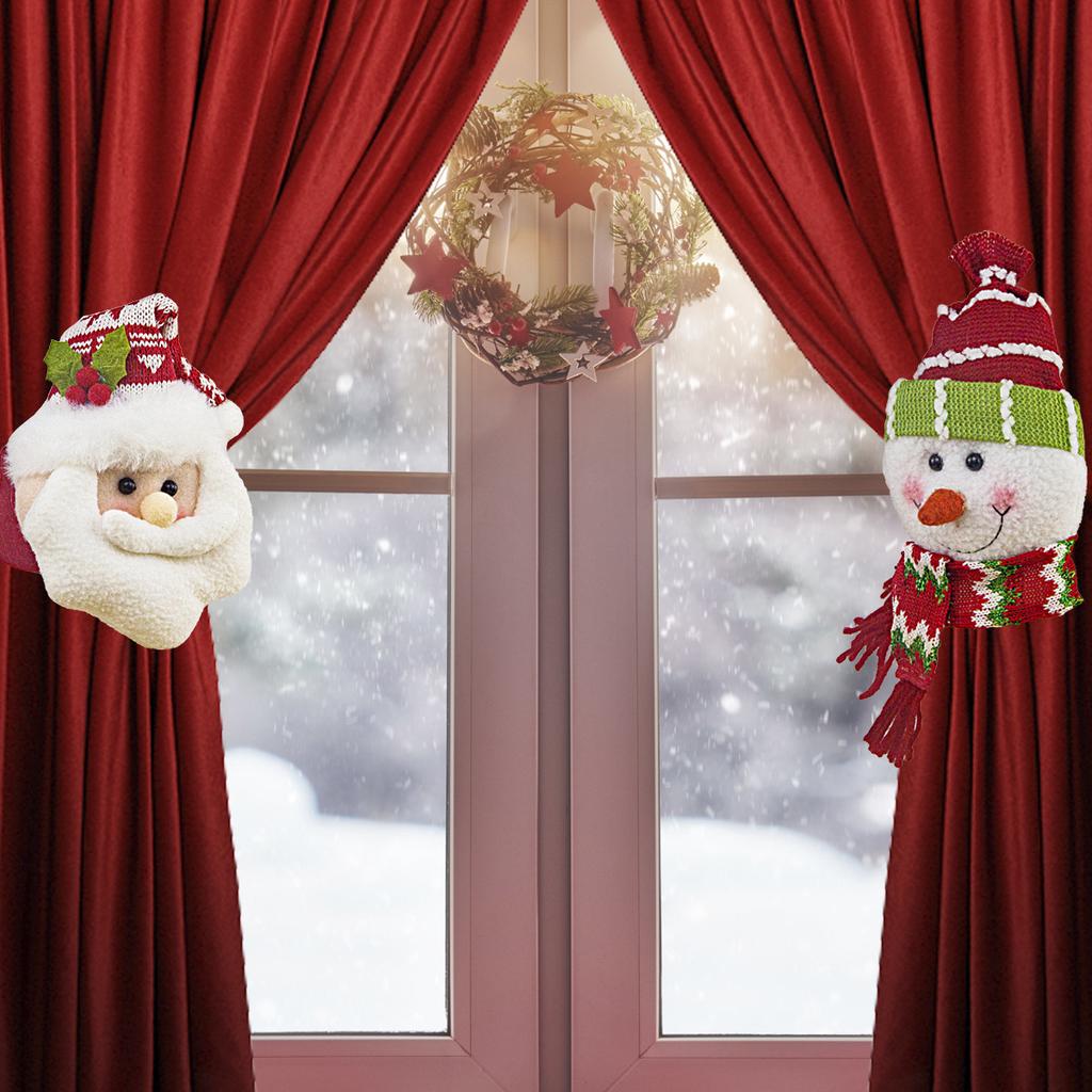 1/2PCS Christmas Curtain Buckle Tieback Santa Claus Snowman Curtain Buckles Holdbacks