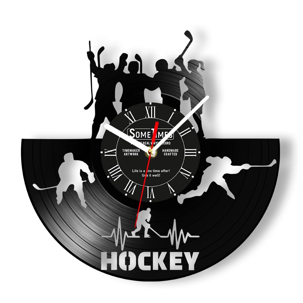 Ice Hockey Player Vinyl Record Wall Clock Ice Hockey Team Club Custom Personalized Player Name Number Home Decoration Clock Gift