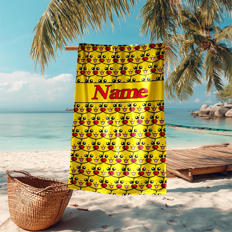 Personalized Customized Proof Beach Towel with Pokémon Pikachu Pattern - Soft, Absorbent,quick-drying,perfect Swimming,camping&bathing