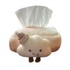 1 Pack Adorable Plush Cloud Car Tissue Holder Bow Knit Hat Car Headrest Tissue Box for Women Girls Auto Interior Decor