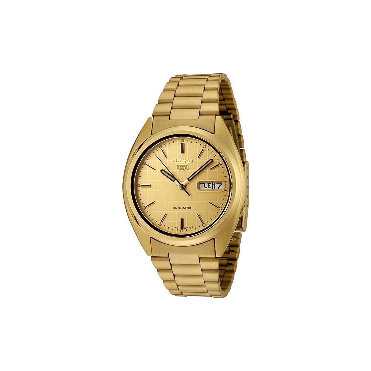 SEIKO Classic Canned Food SEIKO5 Automatic Mechanical Movement Stainless Steel Strap Watch SNXL72K1 Gold Strap