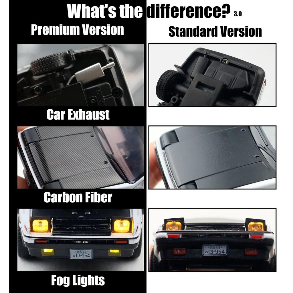 1/32 Toyota Initial D AE86 Toy Car Diecast Miniature Model Pull Back Sound Light Doors Openable Educational Collection Gift Kid