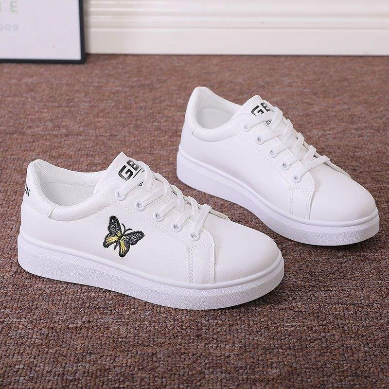 Embroidered small butterfly thin board shoes flat sneakers