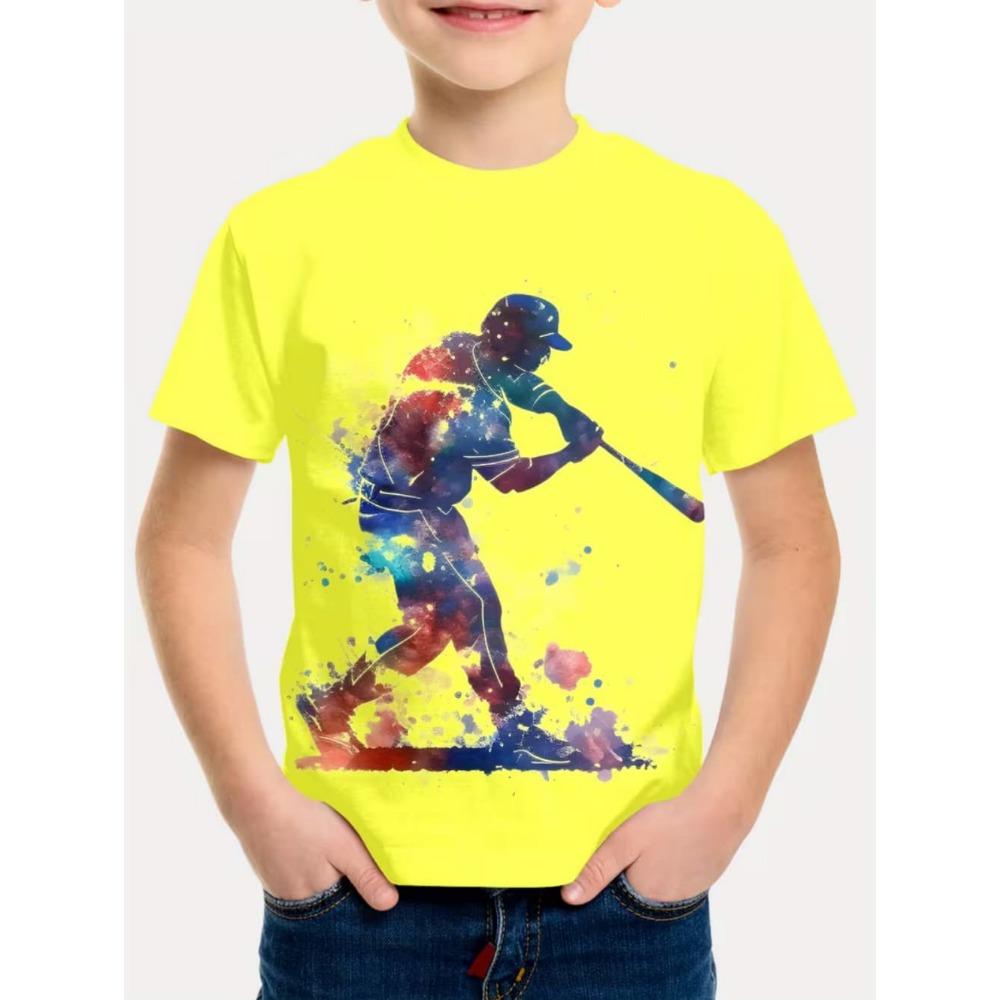 T-Shirt für Kinder Mode 3D-Druck Sommer Kurzarm-T-Shirt Personalisiertes Hip-Hop Bequemes Rundhals-T-Shirt Sportoberteil