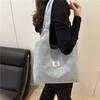 2025 Spring and Summer New Bow Denim Canvas Bag Korean Simple and Versatile Shoulder Bag Large-capacity Tote Bag