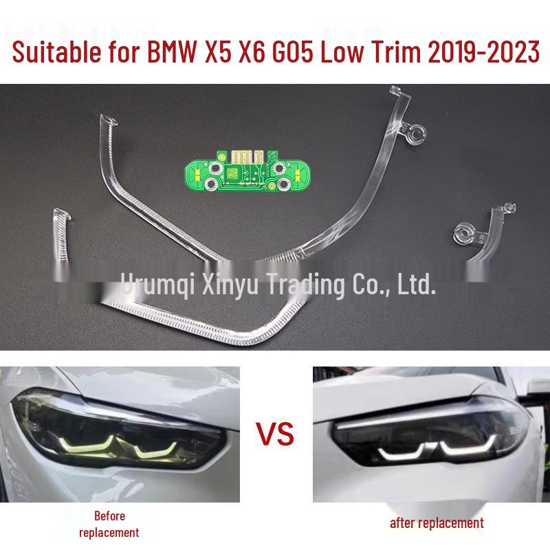 

Compatible with BMW X5 X6 G05 Headlight Angel Eye Light Guide Tube (2019-2023) Right Side (4 pcs) Guide Strip + Light Source Chip
