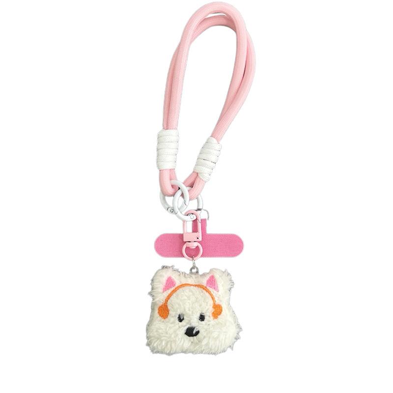 Plush Puppy Doll Pendant Mobile Phone Lanyard Clip Portable Rope Braided Rope Wrist Creative Anti-Drop