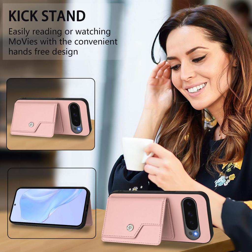 For Google Pixel 10 Pro/Google Pixel 10 Case RFID Blocking Card Holder Kickstand TPU+PU Leather Phone Back Cover