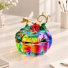 Decorative Glass Pumpkin Container with Removable Fitted Lid for Covered Small-Item Storage and Tabletop Display