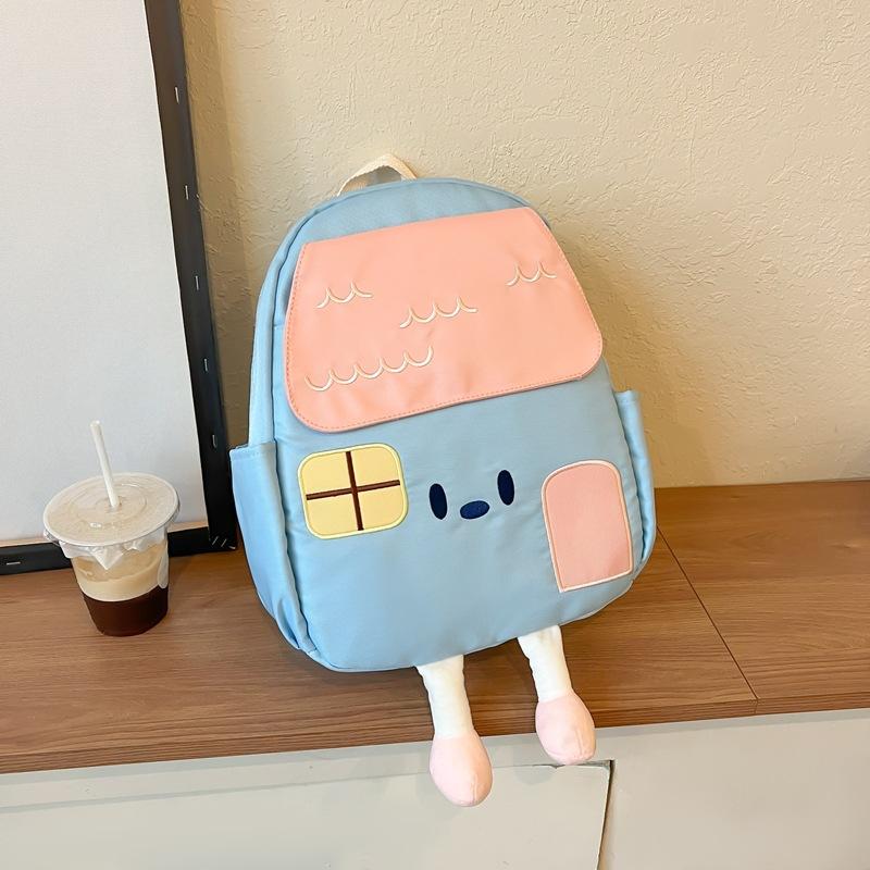 Schoolbag Cartoon Boys and Girls Kindergarten Backpack Size Children's Schoolbag Three-dimensional Splicing Color House Model Going Out Backpack