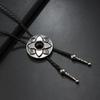 Adjustable Western Cowboy Bolo Tie with Alloy Pendant and Leather Necklace
