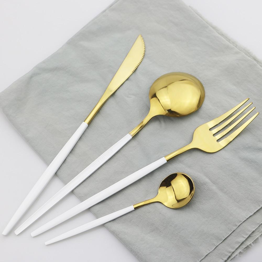 24Pcs Stainless Steel Dinnerware Cutlery Set Knives Forks Coffee Spoon Dinner Tableware Kitchen Utensils Flatware Set