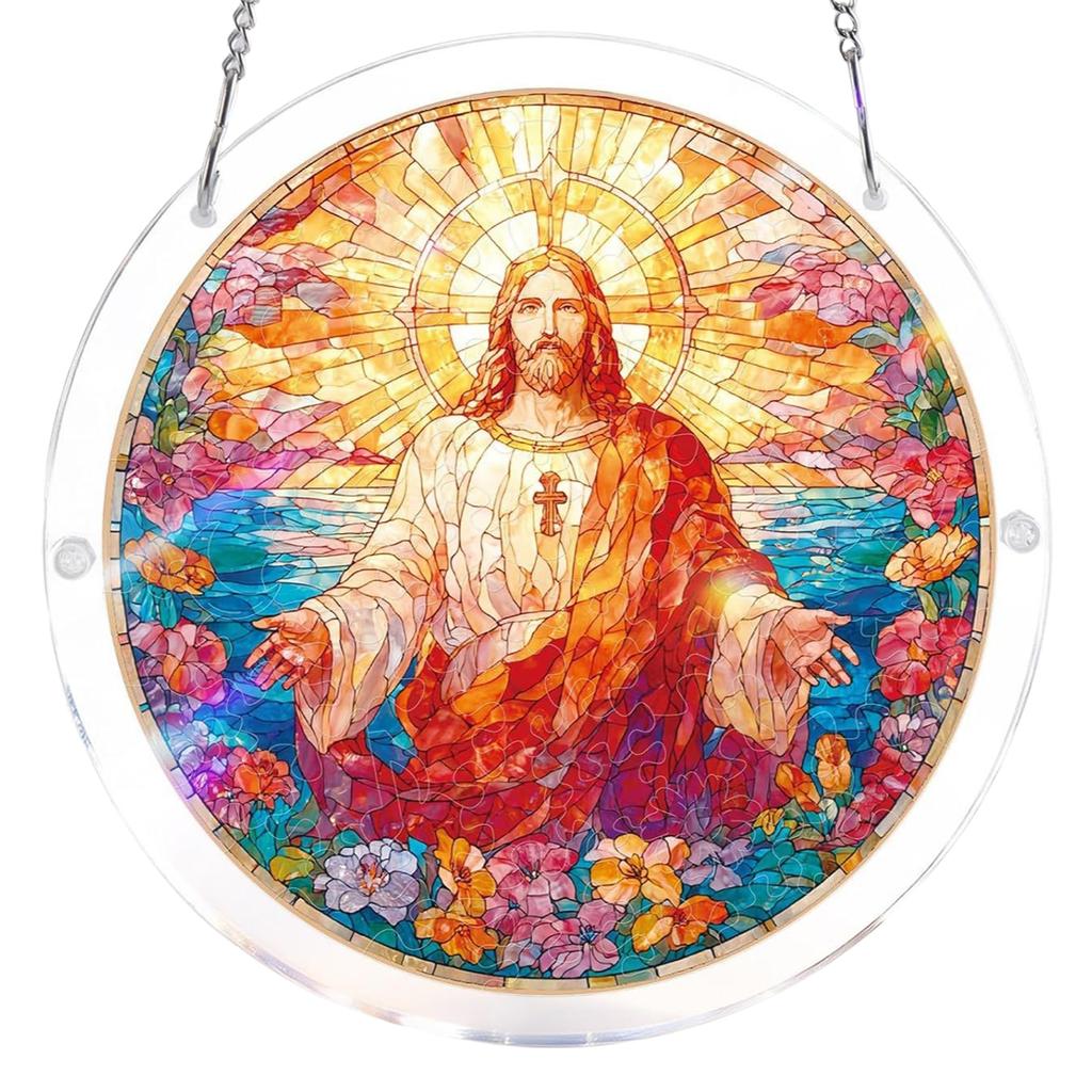 Acrylic Puzzles Toy Double Sided Sun Catcher Acrylic Puzzles DIY Creative Jigsaw Puzzle Pendant for Women Men Mom Birthday Gift