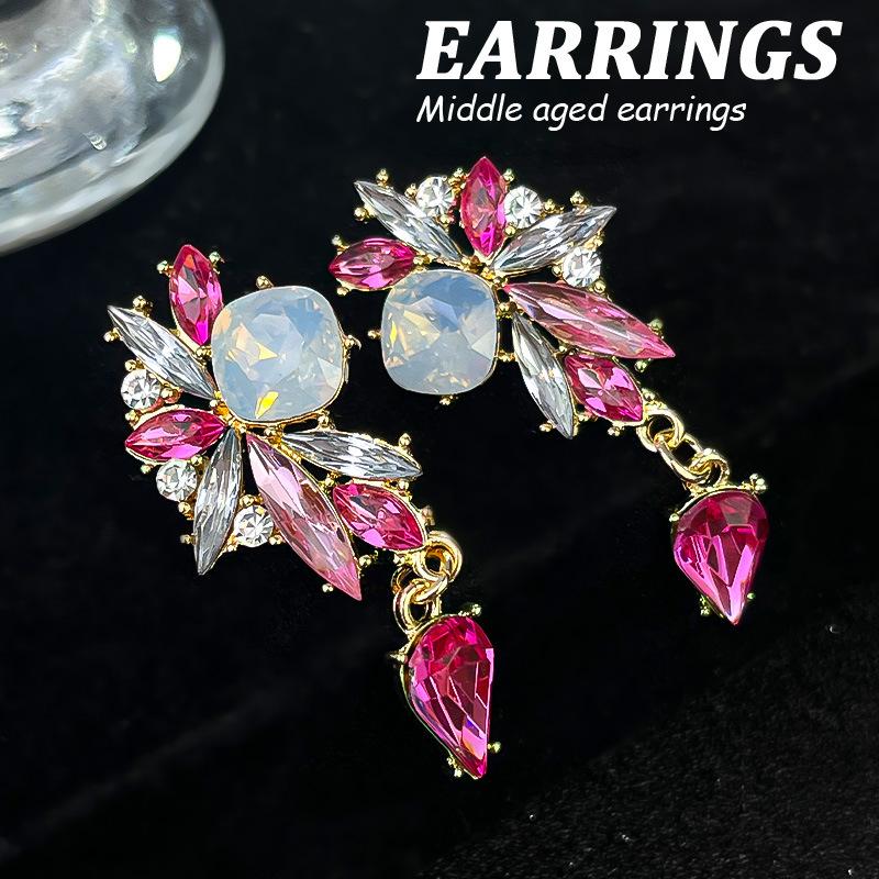 Boucles d'oreilles pendantes Zircon Fleur Colorée pour Femmes, Boucles d'oreilles pendantes Statement pour Fête & Usage Quotidien
