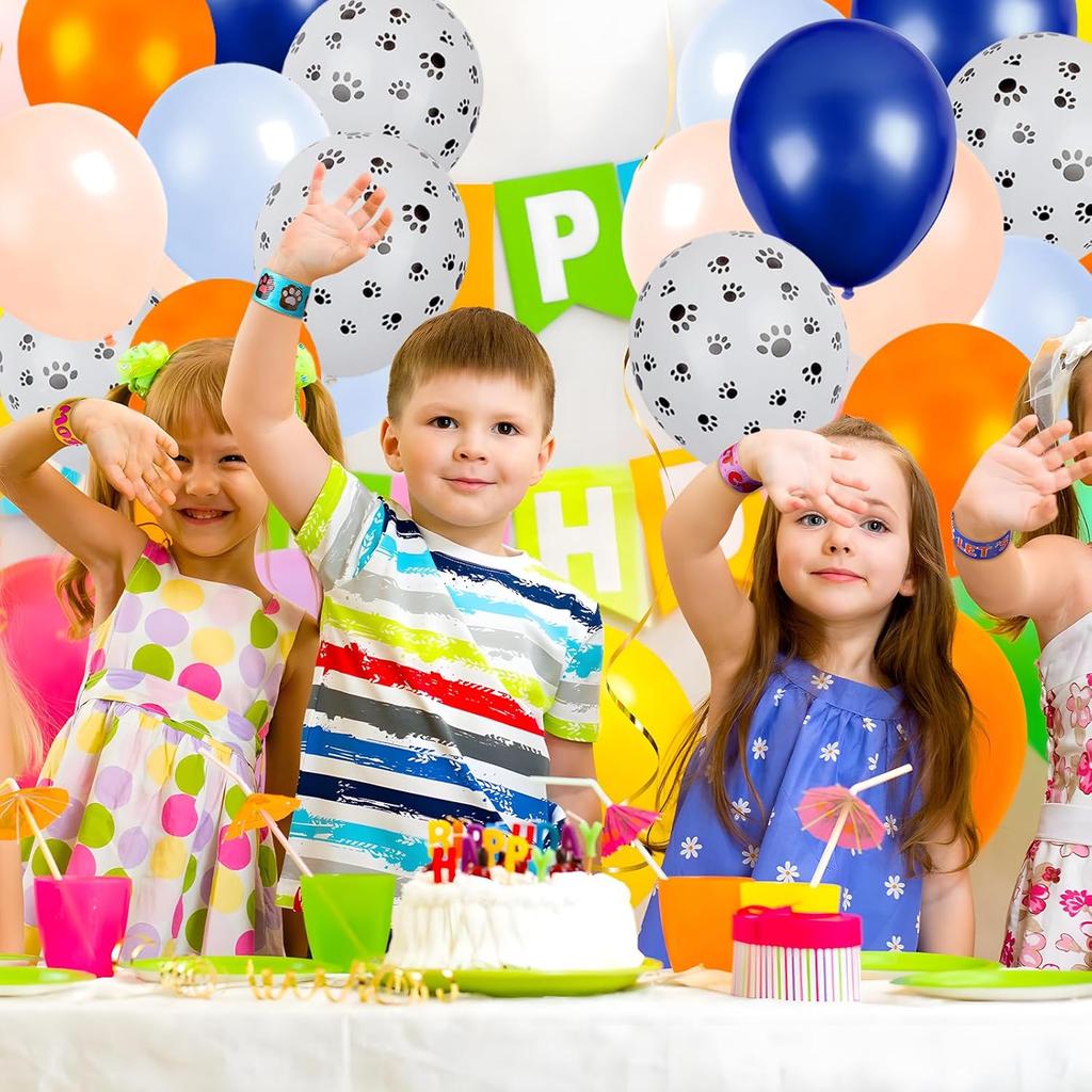 Blue and Orange Balloons Set, 60PCS Blue Theme Balloons, 12-Inch Pastel Orange, Navy Blue, Paw Print Balloons for Girl Boy Baby Shower Birthday Party