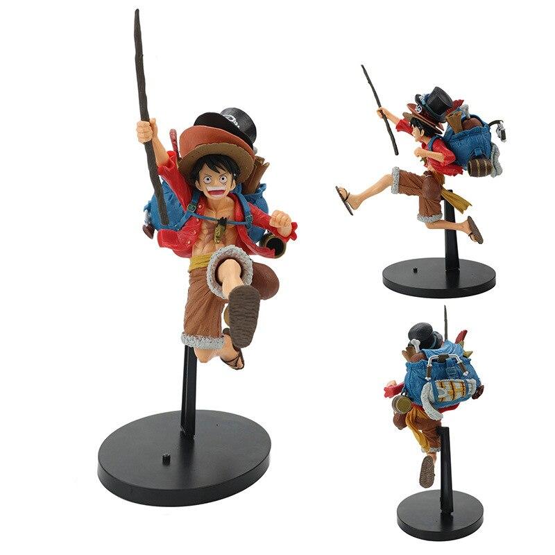 One Piece Monkey D. Ruffy Anime Actionfigur Modell Rucksack Laufende Statue Sammlung Spielzeug für Kinder Desktop-Dekoration