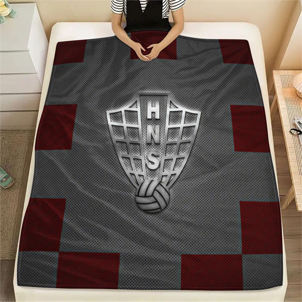 Kroatien Fußball Aufgedruckte Flanelldecke, weicher Überwurf für Schlafzimmer Sofa, waschbar, Fußballfan Artikel, tolles Geschenk.