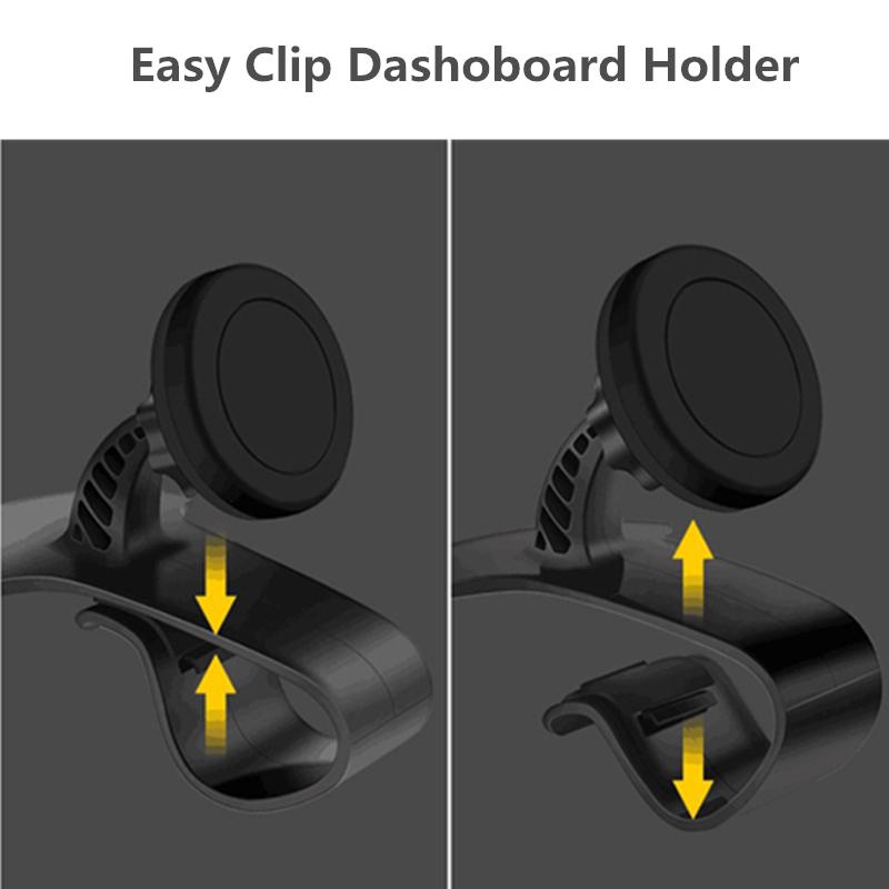Easy Clip Magnetic Car Mobile Phone Holder Dashboard Car Holder Magnet Car Mobile Phone Holder Universal GPS Stand Mount Display 360 Rotatable