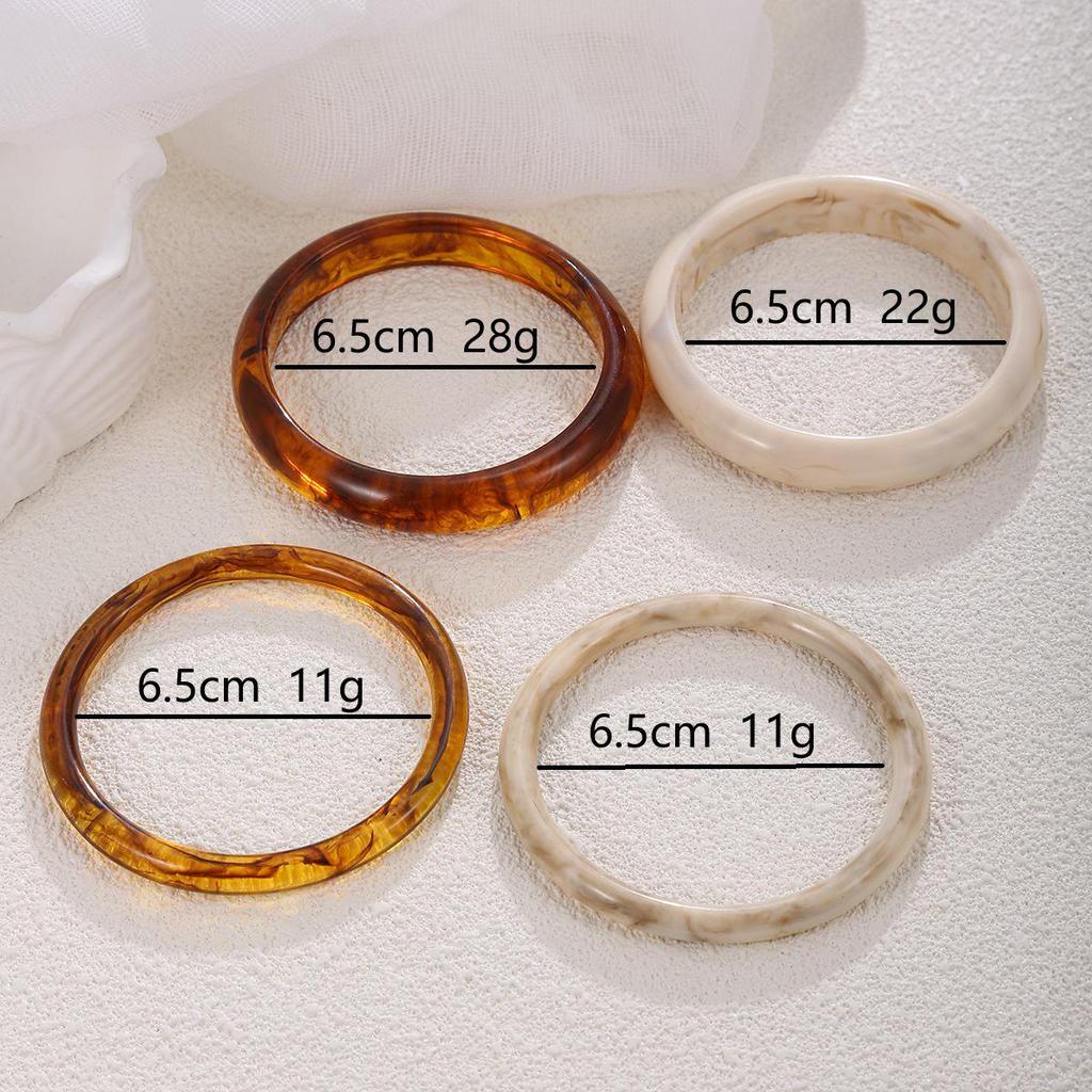 Versatile Retro Marble Pattern Resin Round Bracelet Set